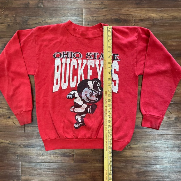 Vintage 80s Ohio State Buckeyes Brutus Football Red Crewneck Sz Large - Picture 6 of 8